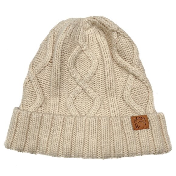 Bear Essentials Outdoors Co. 100% Soft Merino Wool Cable Knit Beanie Ivory NWOT - Picture 4 of 6